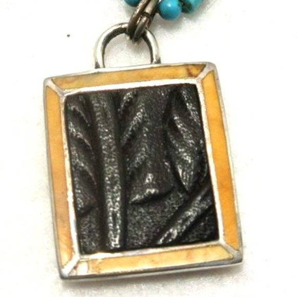 Vintage Sterling Peyote Bird Turquoise Necklace - Picture 3 of 9